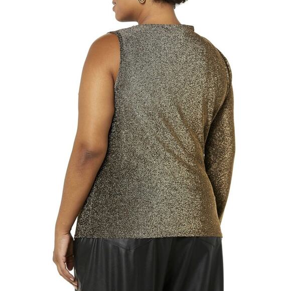 TEREA By Andrea Pitter Emiliana Gold One Shoulder Metallic Ruched Top Size XXL - Picture 6 of 8